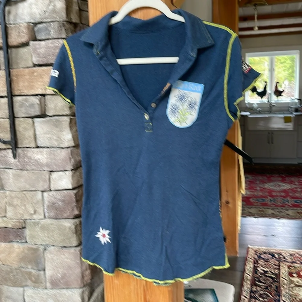 Alp n Rock, v-neck T-shirt, blue, size 3/M - Picture 1 of 2